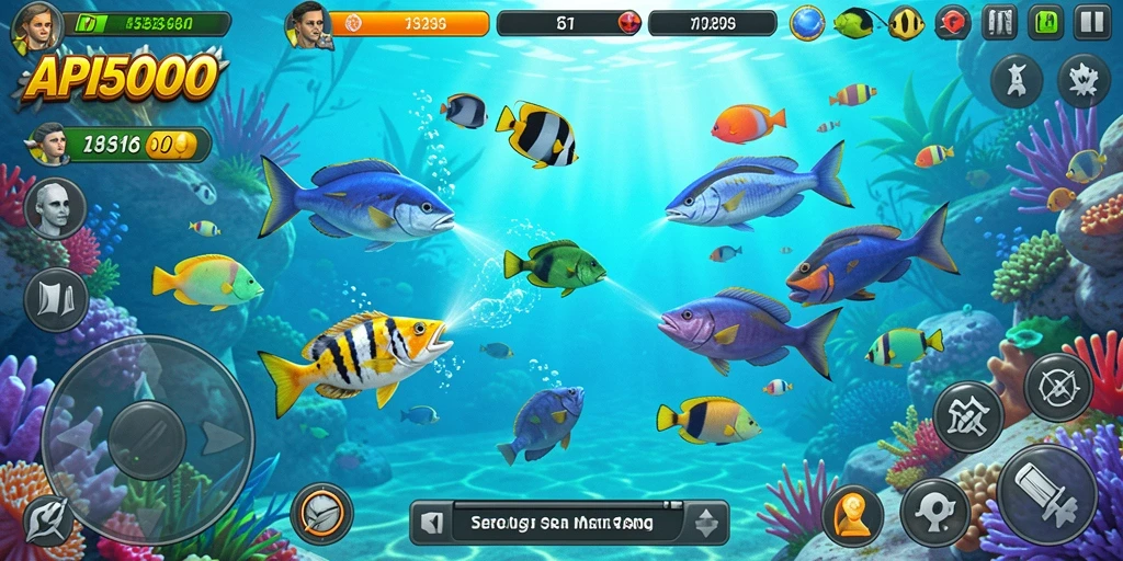 Tampilan screenshot menunjukkan aksi menembak ikan yang mendebarkan di API5000.