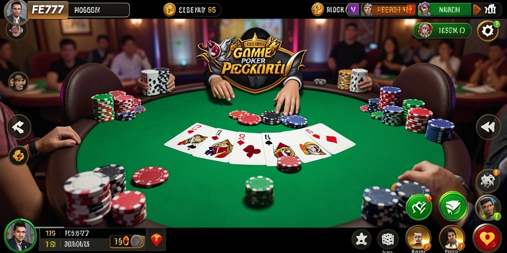 Tampilan gameplay seru dari aplikasi FE777 yang menampilkan poker.
