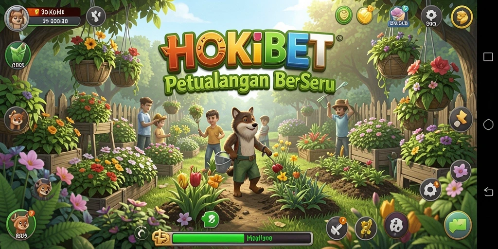 Tampilan gameplay HOKIBET dengan ladang yang luas dan produktif.