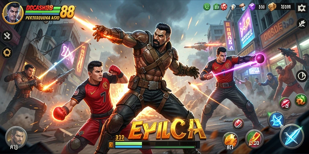 Screenshot gameplay IDCASH88 menampilkan aksi pertarungan yang mendebarkan.