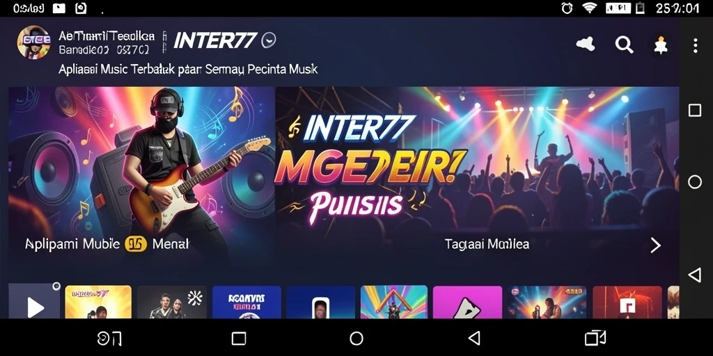 Tangkapan layar INTER77 menampilkan berbagai pilihan lagu dan antarmuka yang mudah digunakan.