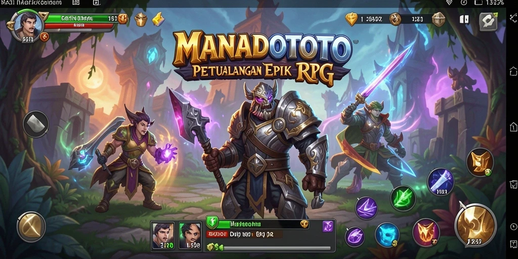 Tampilan gameplay RPG dari MANADOTOTO yang penuh aksi.