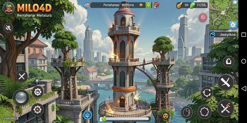 Tampilan seru gameplay Tower Defense di MILO4D.