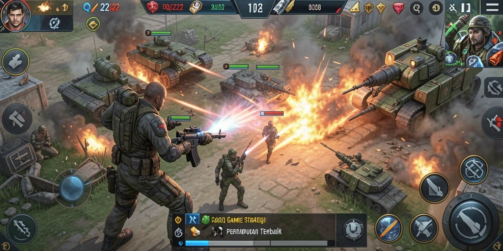 Screenshot menunjukkan aksi pertempuran seru dari QQ222.